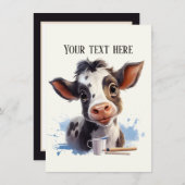 かわいい牛の任意の目的を追加メッセージ ノートカード (正面/裏面)