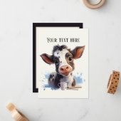 かわいい牛の任意の目的を追加メッセージ ノートカード (正面/裏面インサイチュ)