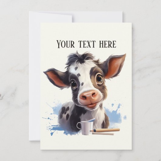 かわいい牛の任意の目的を追加メッセージ ノートカード (正面)