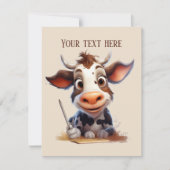 かわいい牛の任意の目的を追加メッセージ ノートカード (正面)