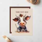 かわいい牛の任意の目的を追加メッセージ ノートカード (正面/裏面インサイチュ)