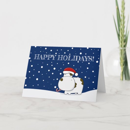 かわいい牛の休日クリスマスカード シーズンカード (正面)