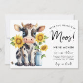 かわいい牛の引っ越しました新しい住所カントリー移動 案内状 (正面)