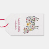 かわいい牛の形の水彩のワイルドフラワー ギフトタグ (裏面横)