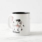 かわいい牛の恋人の名前を追加 ツートーンマグカップ (正面左)