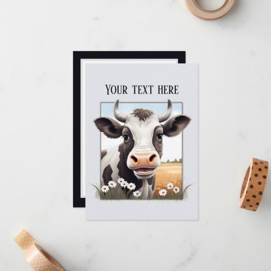 かわいい牛の恋人はメッセージを任意の目的を追加 ノートカード (正面/裏面インサイチュ)