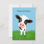 かわいい牛の恋人を追加文字 サンキューカード (正面)