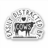 かわいい牛の恋人 – 牛に簡単に気を散らす シール (正面)