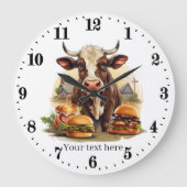 かわいい牛の愛好家のキッチン ラージ壁時計 (正面)