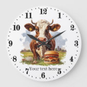 かわいい牛の愛好家のキッチン ラージ壁時計 (正面)