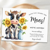 かわいい牛の新しい住所引っ越しました国の移動 案内状