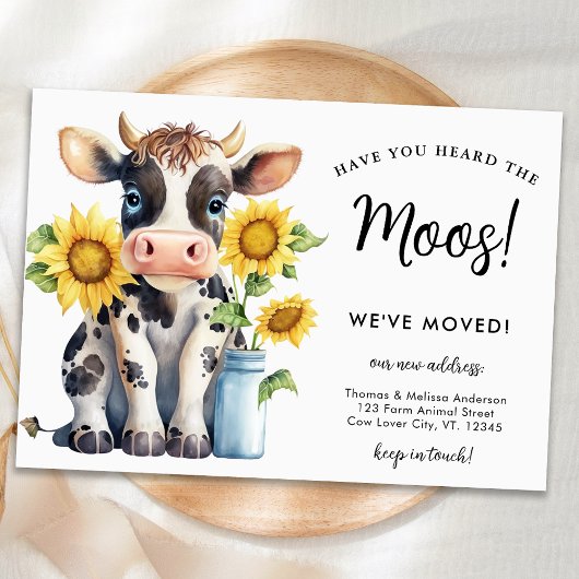 かわいい牛の新しい住所引っ越しました国の移動 案内状