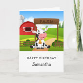 かわいい牛の最初の誕生日カード カード (正面)