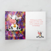 かわいい牛の最初の誕生日カード カード (内部)