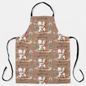 かわいい牛の最高の友達ハグフローラアート エプロン (正面)