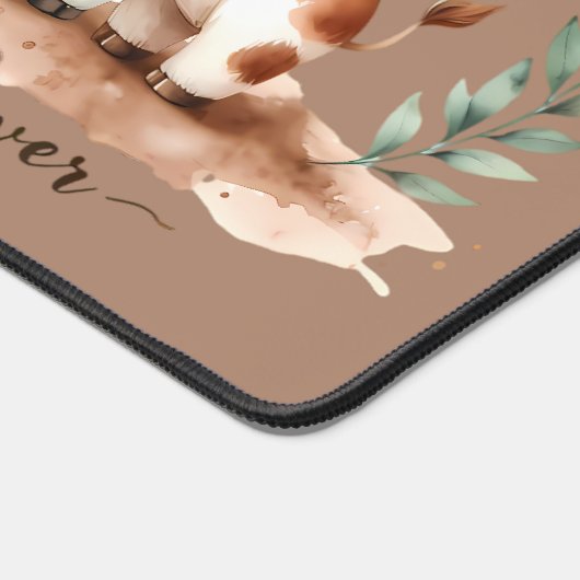 かわいい牛の最高の友達ハグフローラアート デスクマット (コーナー)