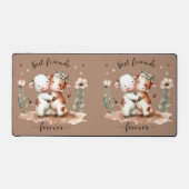 かわいい牛の最高の友達ハグフローラアート デスクマット (正面)