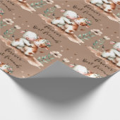 かわいい牛の最高の友達ハグフローラアート ラッピングペーパー (角)