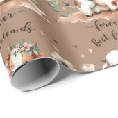 かわいい牛の最高の友達ハグフローラアート ラッピングペーパー (ロールコーナー)