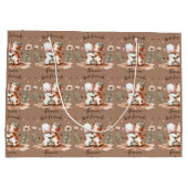 かわいい牛の最高の友達ハグフローラアート ラージペーパーバッグ (裏面)