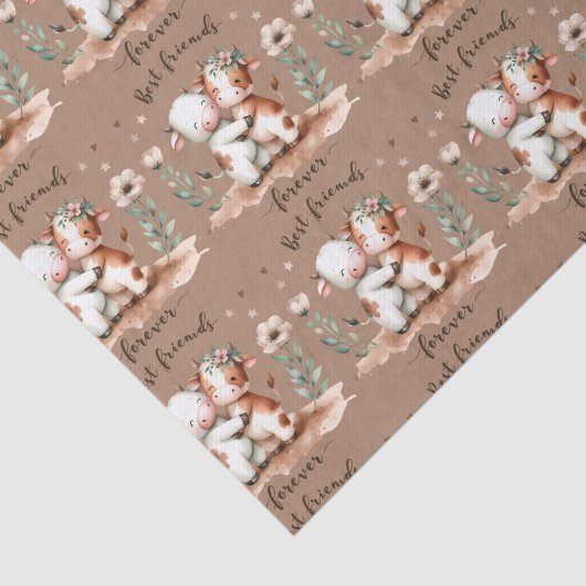 かわいい牛の最高の友達ハグフローラアート 薄葉紙 (詳細)