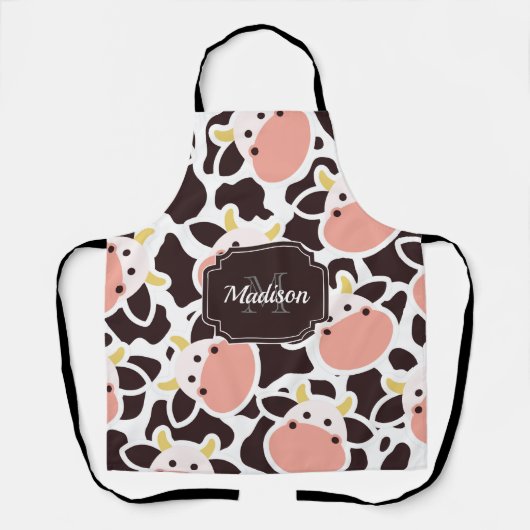 かわいい牛の柄 エプロン (正面)