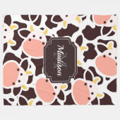 かわいい牛の柄 フリースブランケット (正面(横))