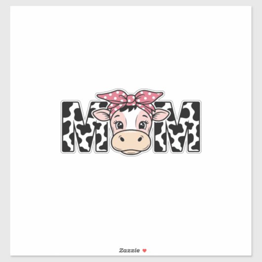 かわいい牛の母のリボングラフィックデザイン_1 シール (シート)