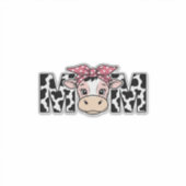かわいい牛の母のリボングラフィックデザイン_1 シール (正面)