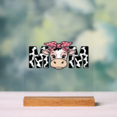 かわいい牛の母の弓のグラフィックデザイン1 アクリルサイン (ニュートラル)
