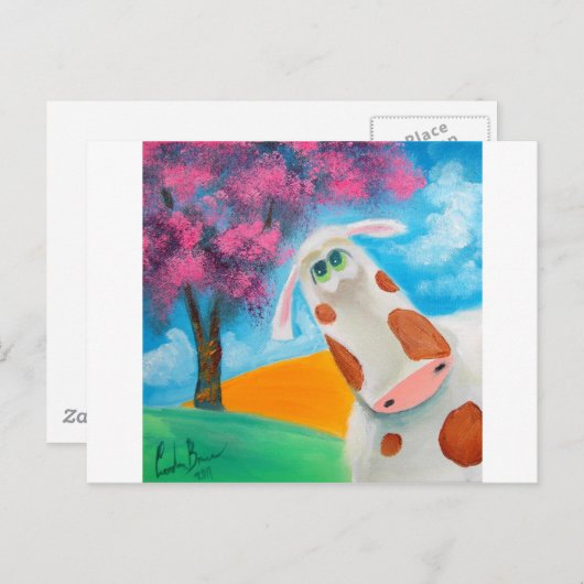 かわいい牛の民俗芸術の絵 ゴードン ブルース ポストカード (正面/裏面)