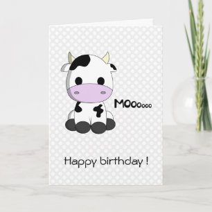 かわいい牛の漫画のかわいい子供の誕生日カード カード