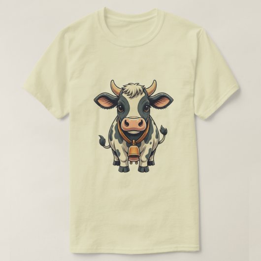 かわいい牛の漫画イラスト - 愛らしい農場の動物 Tシャツ (デザイン正面)