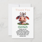 かわいい牛の牧場の動物の2歳の誕生日パーティー サンキューカード (正面)