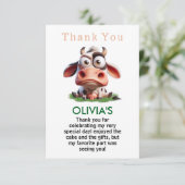 かわいい牛の牧場の動物の2歳の誕生日パーティー サンキューカード (スタンド正面)