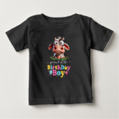 かわいい牛の牧場の動物の2歳の誕生日パーティー ベビーTシャツ (正面)