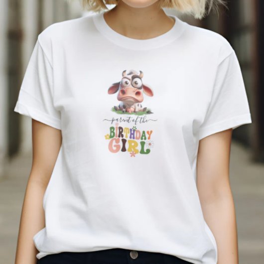 かわいい牛の牧場の動物の2歳の誕生日パーティー Tシャツ