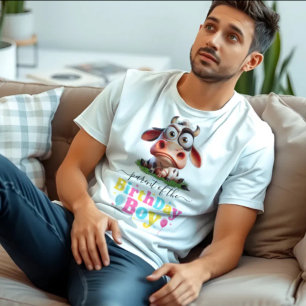 かわいい牛の牧場の動物の2歳の誕生日パーティー Tシャツ
