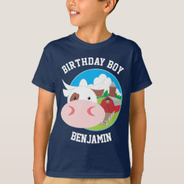 かわいい牛の牧場の子供たちの誕生日パーティー Tシャツ