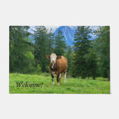 かわいい牛の牧草地,写真,おもしろい ドアマット (正面)