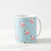 かわいい牛の継ぎ目なし柄。ヴィンテージ コーヒーマグカップ (正面右)