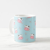 かわいい牛の継ぎ目なし柄。ヴィンテージ コーヒーマグカップ (正面左)