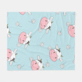 かわいい牛の継ぎ目なし柄。ヴィンテージ フリースブランケット (正面(横))