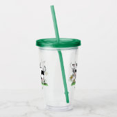 かわいい牛の緑のフィールド漫画イラストレーション アクリルタンブラー (左)