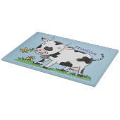 かわいい牛の緑のフィールド漫画イラストレーション カッティングボード (角)