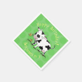 かわいい牛の緑のフィールド漫画イラストレーション スタンダードカクテルナプキン (角)