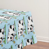 かわいい牛の緑のフィールド漫画イラストレーション テーブルクロス (インサイチュ)