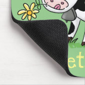 かわいい牛の緑のフィールド漫画イラストレーション マウスパッド (コーナー)