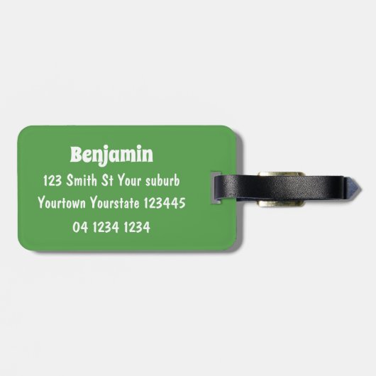 かわいい牛の緑のフィールド漫画イラストレーション ラゲッジタグ (裏面横)