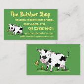 かわいい牛の緑のフィールド漫画イラストレーション 名刺 (正面/裏面)